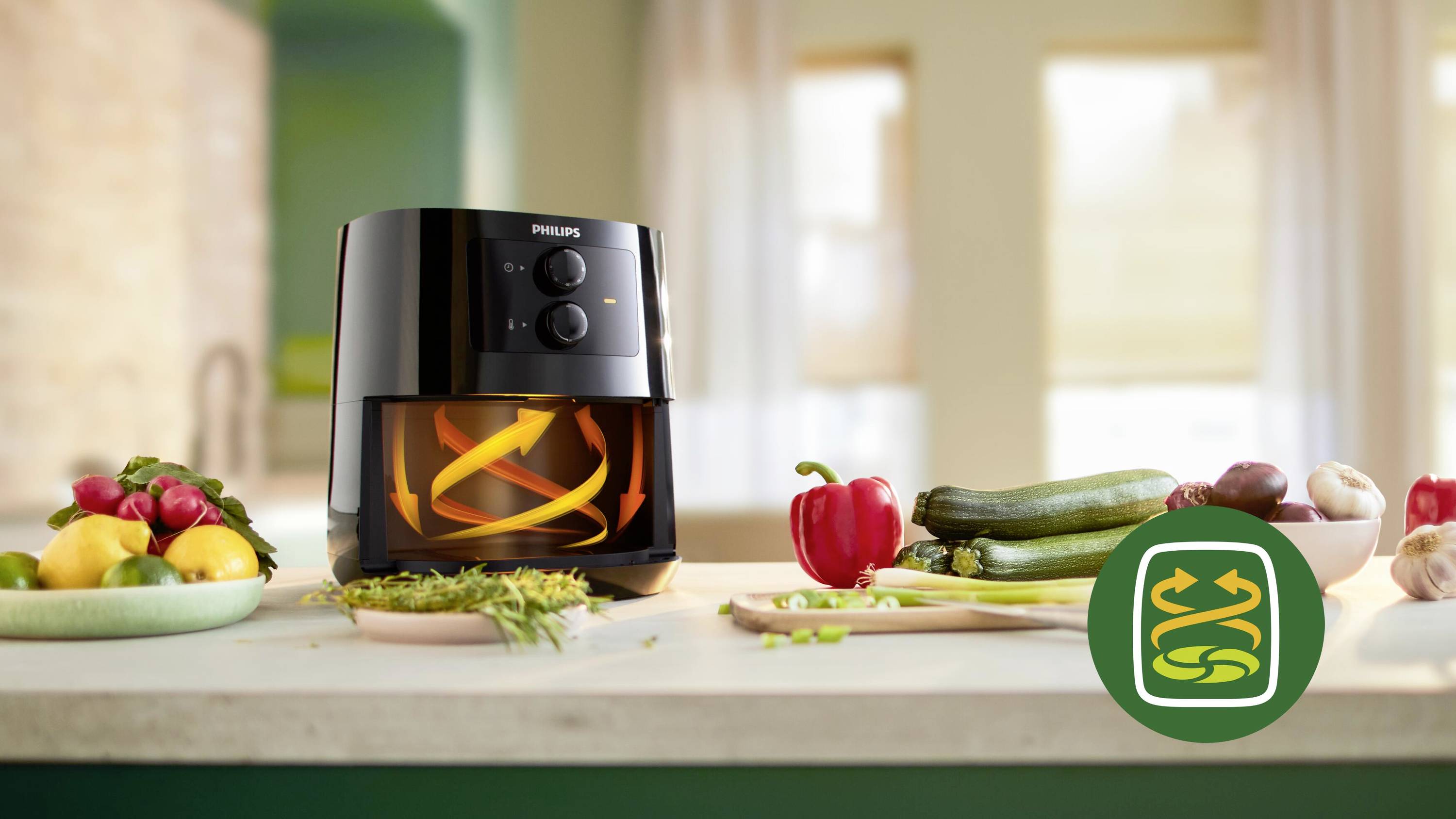 Philips Home Essential Compact HD9200/90 Heißluft-Fritteuse 4.1 l 1400 W Temperaturvorwahl, Timerfunktion Schwarz