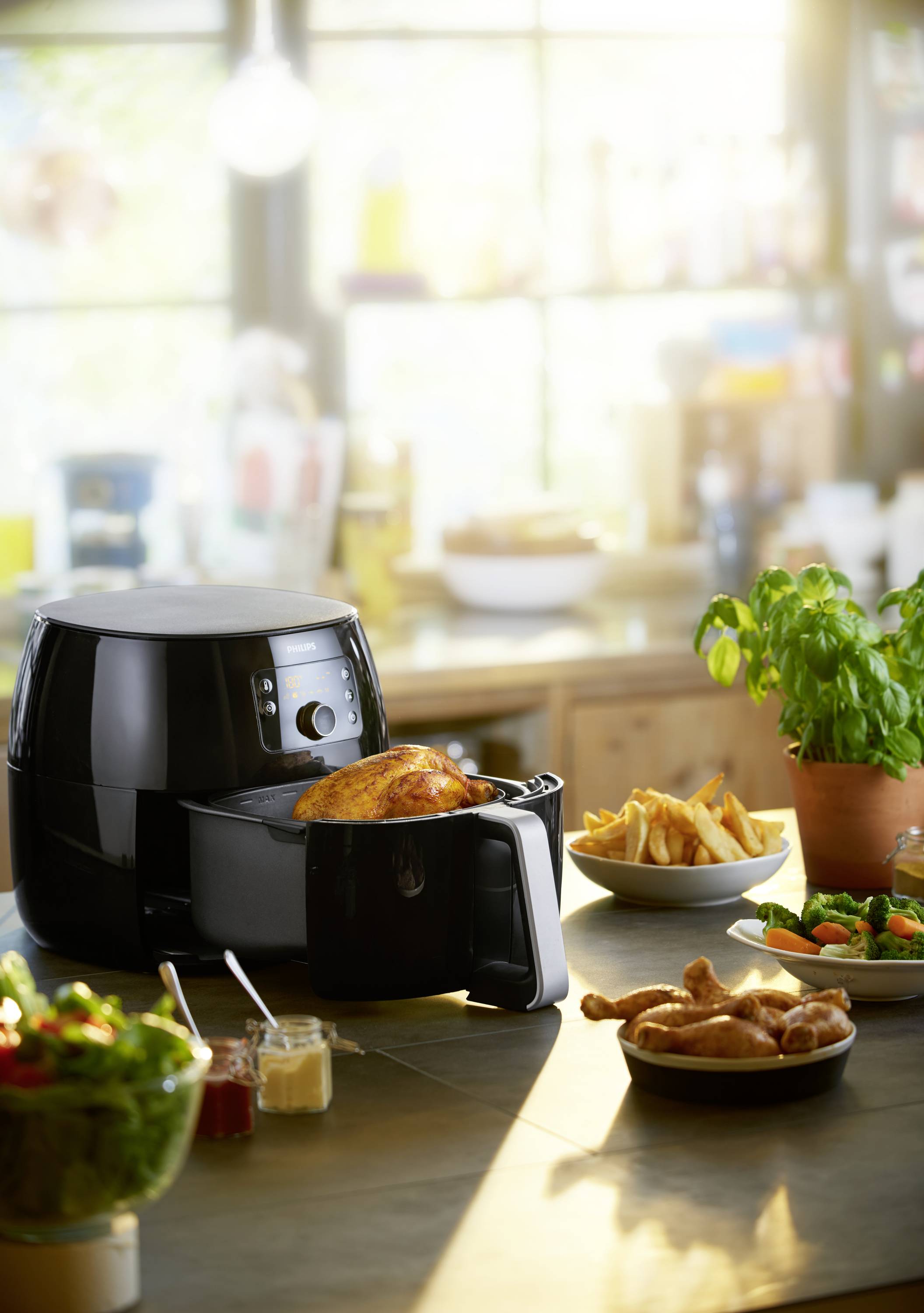 Philips Home Premium XXL HD9650/90 Heißluft-Fritteuse 1.4 kg 2225 W Temperaturvorwahl, Timerfunktion, mit Display Schwarz