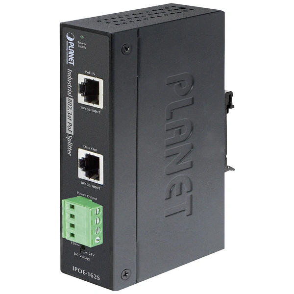 Planet IPOE-162S PoE Splitter 1 GBit/s IEEE 802.3at (25.5 W), IEEE 802.3af (12.95 W), IEEE802.3af (15.4 W) Planet IPOE-162S PoE Splitter 1 GBit/s IEEE 802.3at (25.5 W), IEEE 802.3af (12.95 W), IEEE802.3af (15.4 W)
