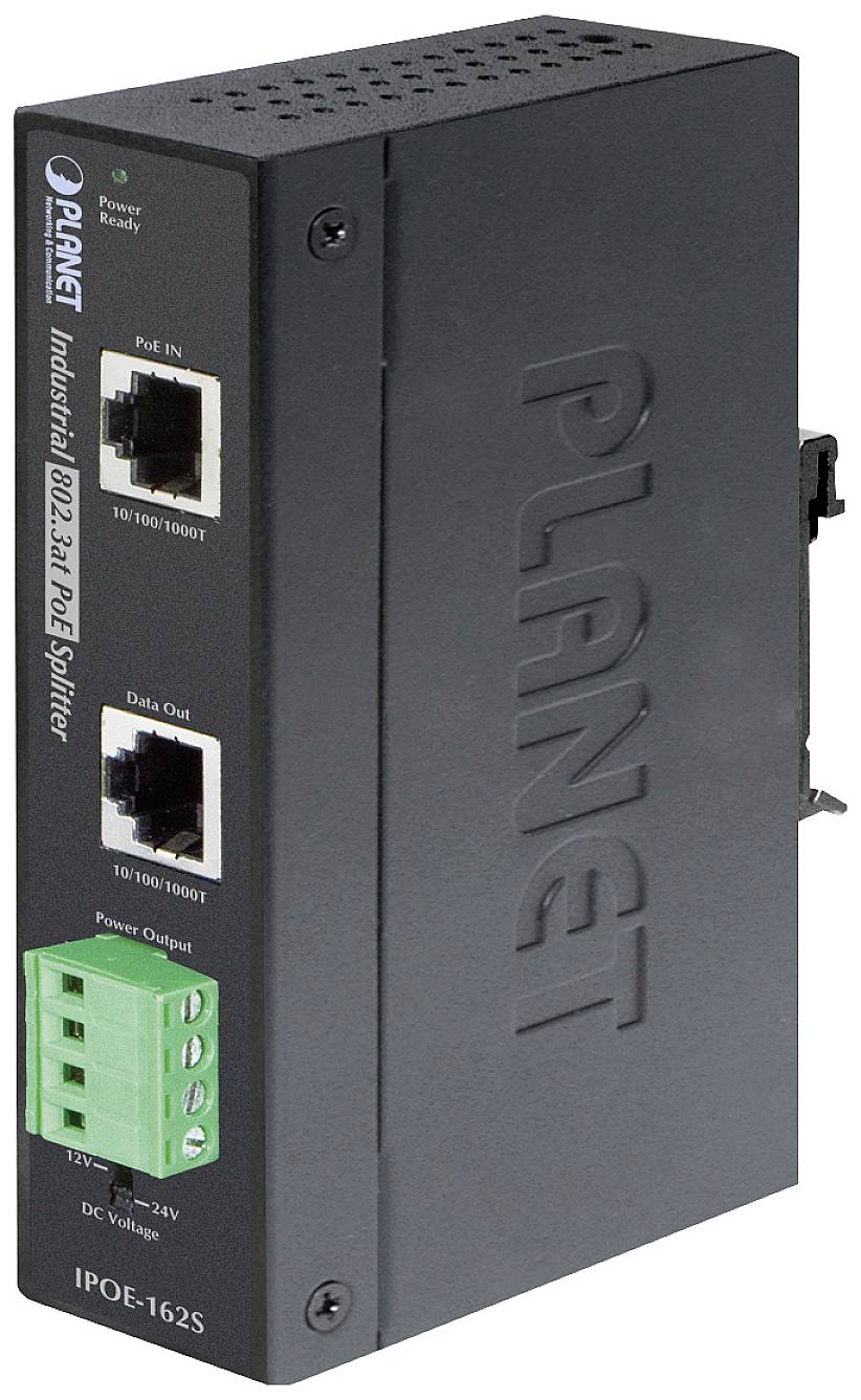 Planet Industrial Splitter IPOE-162S IEEE 802.3at Gigabit High Power over Ethernet für Hutschienenmo