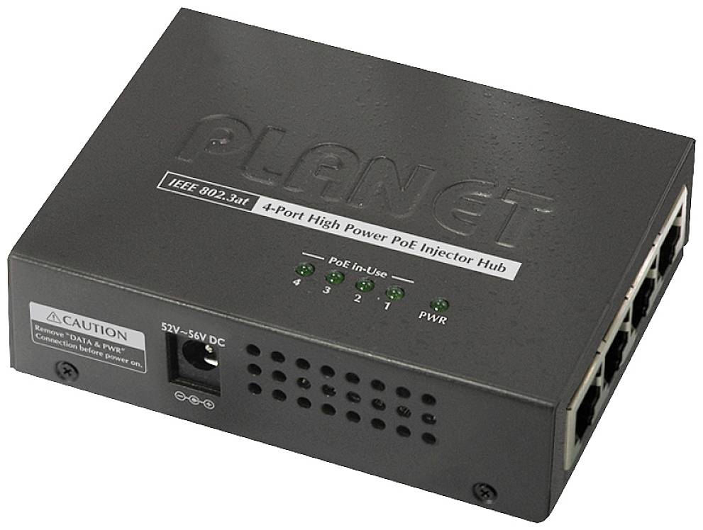 Planet HPOE-460 PoE Injektor 1 GBit/s IEEE 802.3at (25.5 W), IEEE 802.3af (12.95 W), IEEE802.3af (15.4 W)