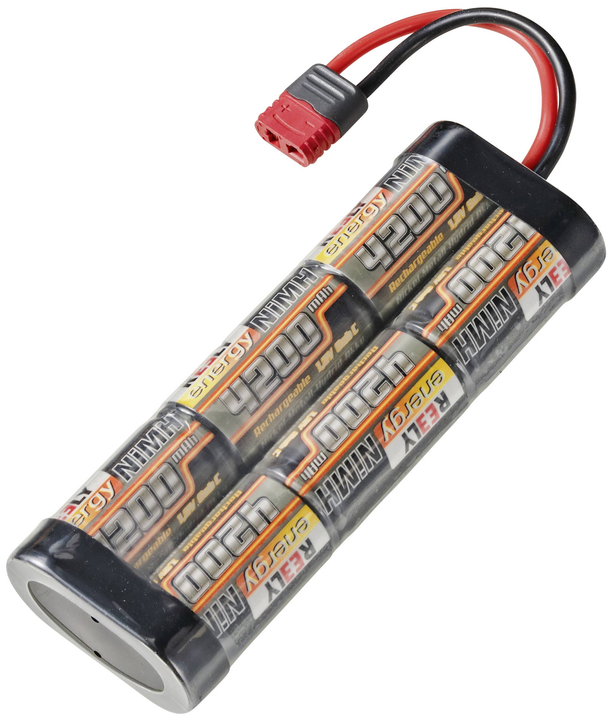 Ein Akku-Pack mit mehreren zylindrischen Zellen, verbunden durch rote und schwarze Kabel, geeignet für ferngesteuerte Fahrzeuge.