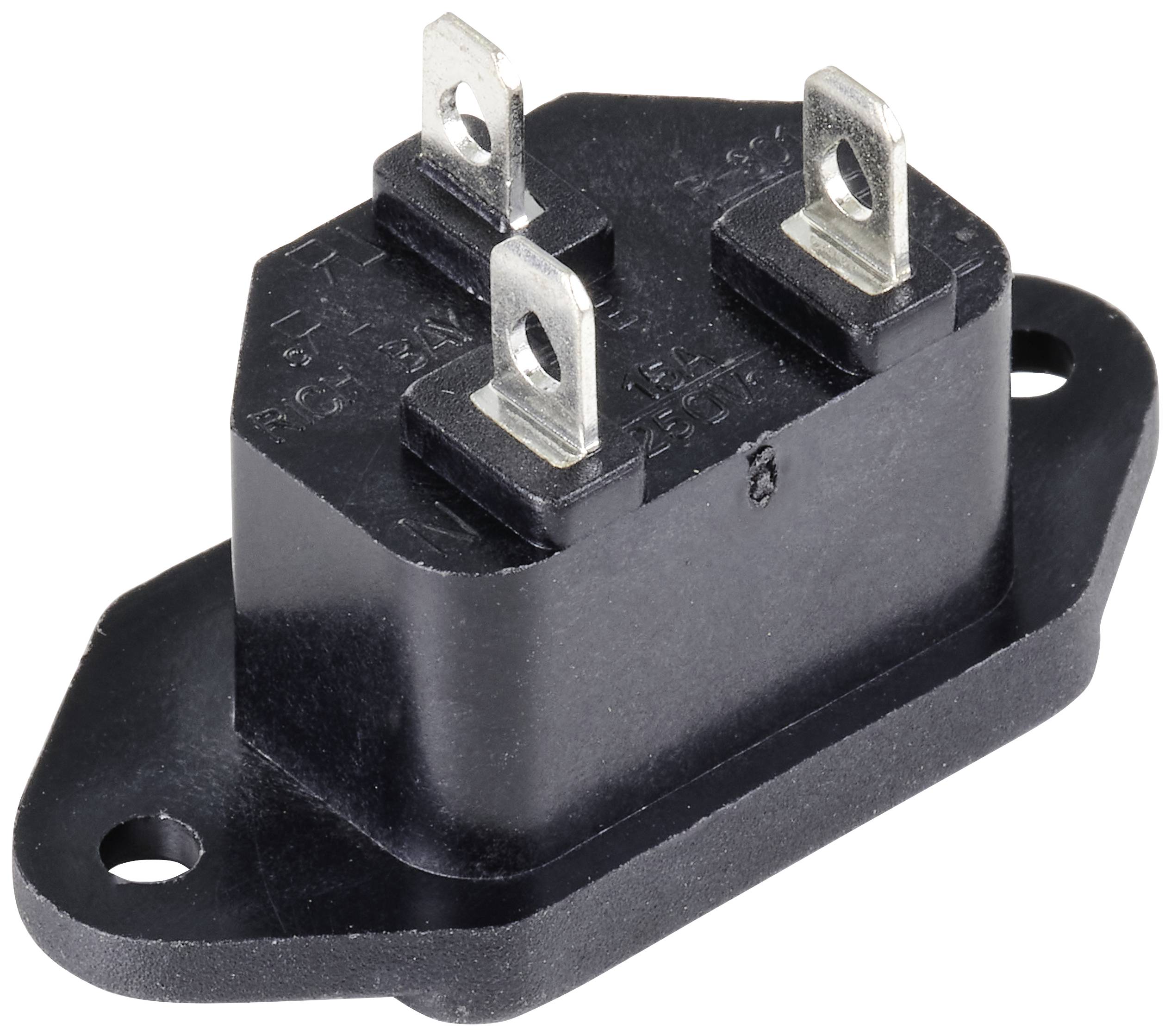 TRU COMPONENTS TC-10475840 Kaltgeräte-Steckverbinder C8 Stecker, Einbau vertikal Gesamtpolzahl: 3 10A Schwarz