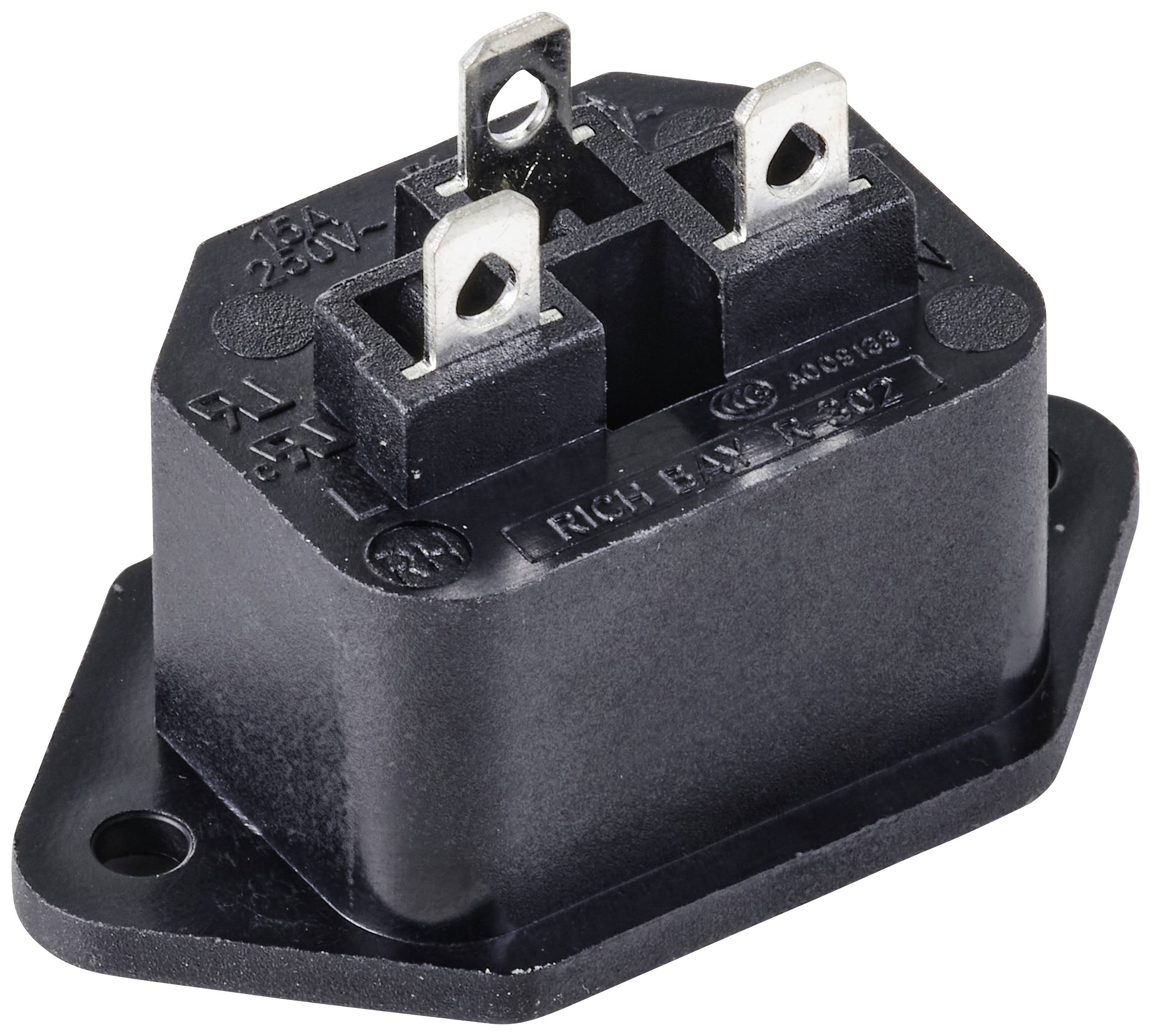 TRU COMPONENTS TC-10475844 Kaltgeräte-Steckverbinder C8 Buchse, Einbau vertikal Gesamtpolzahl: 3 10A Schwarz