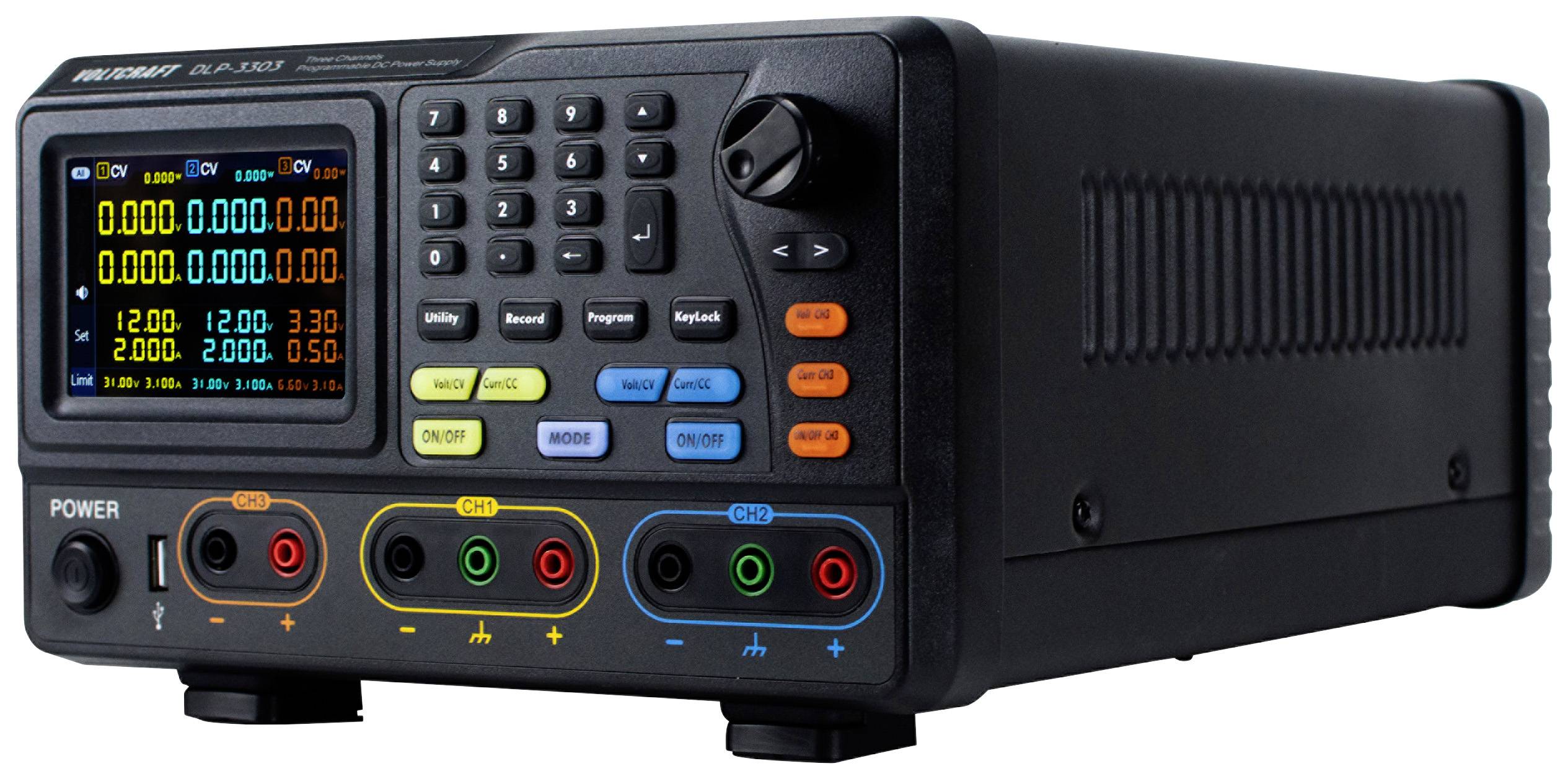 VOLTCRAFT DLP-3303 Labornetzgerät, einstellbar 0 - 30V 0 - 3A 198W RS-232, USB, LAN Slave-Funktion Anzahl Ausgänge 3 x