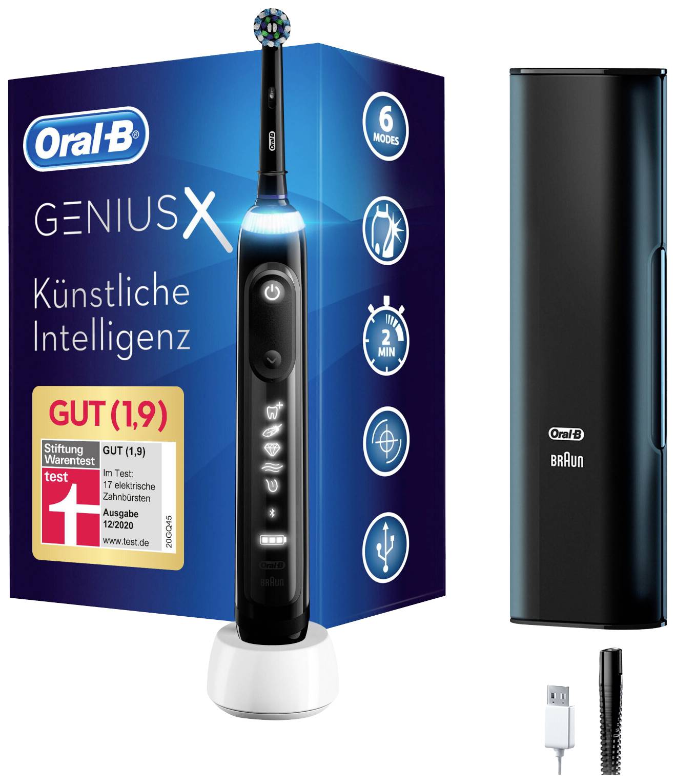 Oral-B Genius X 20000 D706.515 Elektrische Zahnbürste Rotierend/Oszilierend/Pulsieren Schwarz