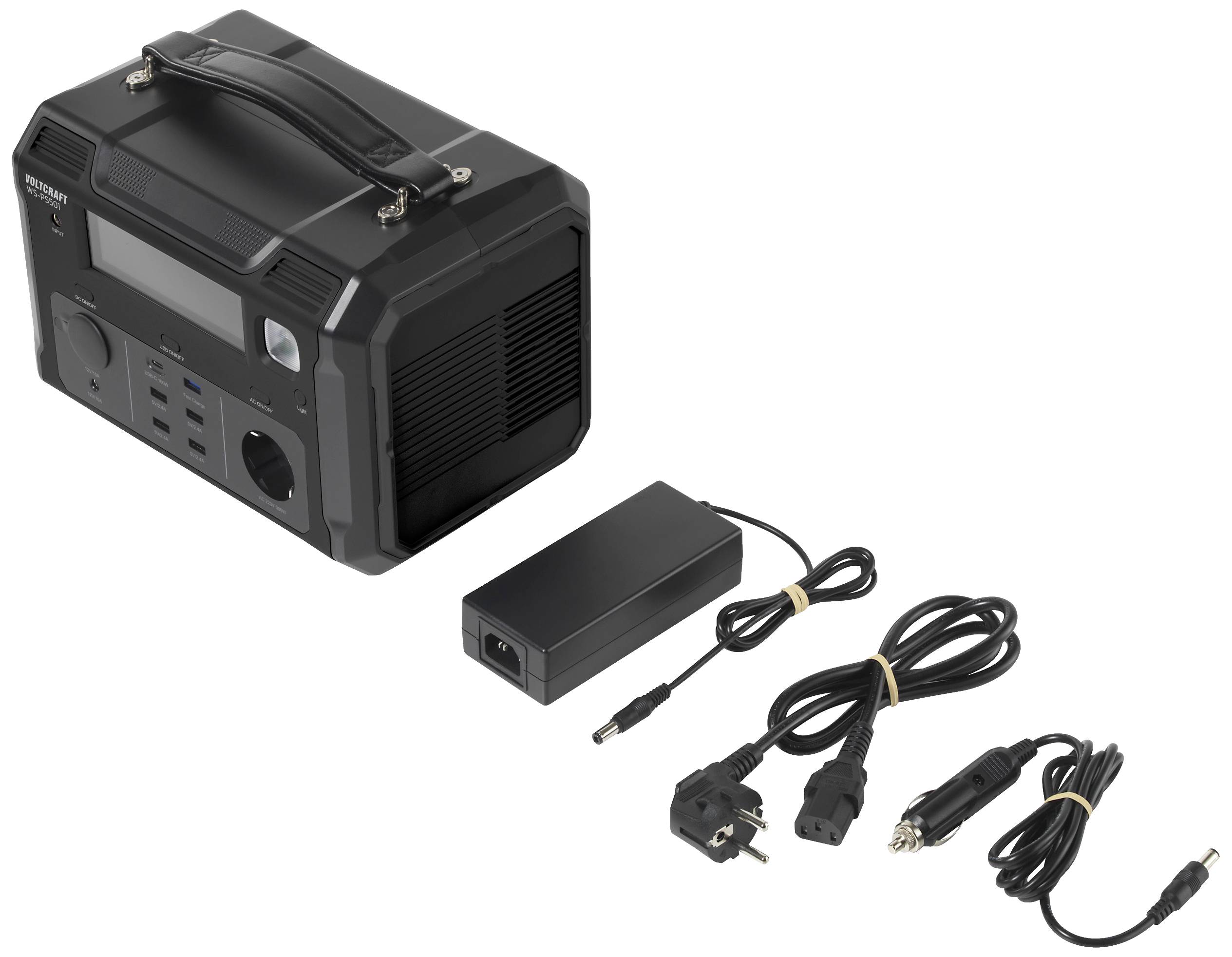 VOLTCRAFT WS-PS501 484Wh Powerstation 22.4Ah Fast Charge Nickel-Mangan-Cobalt Schwarz (matt) Outdoor, LED Taschenlampe