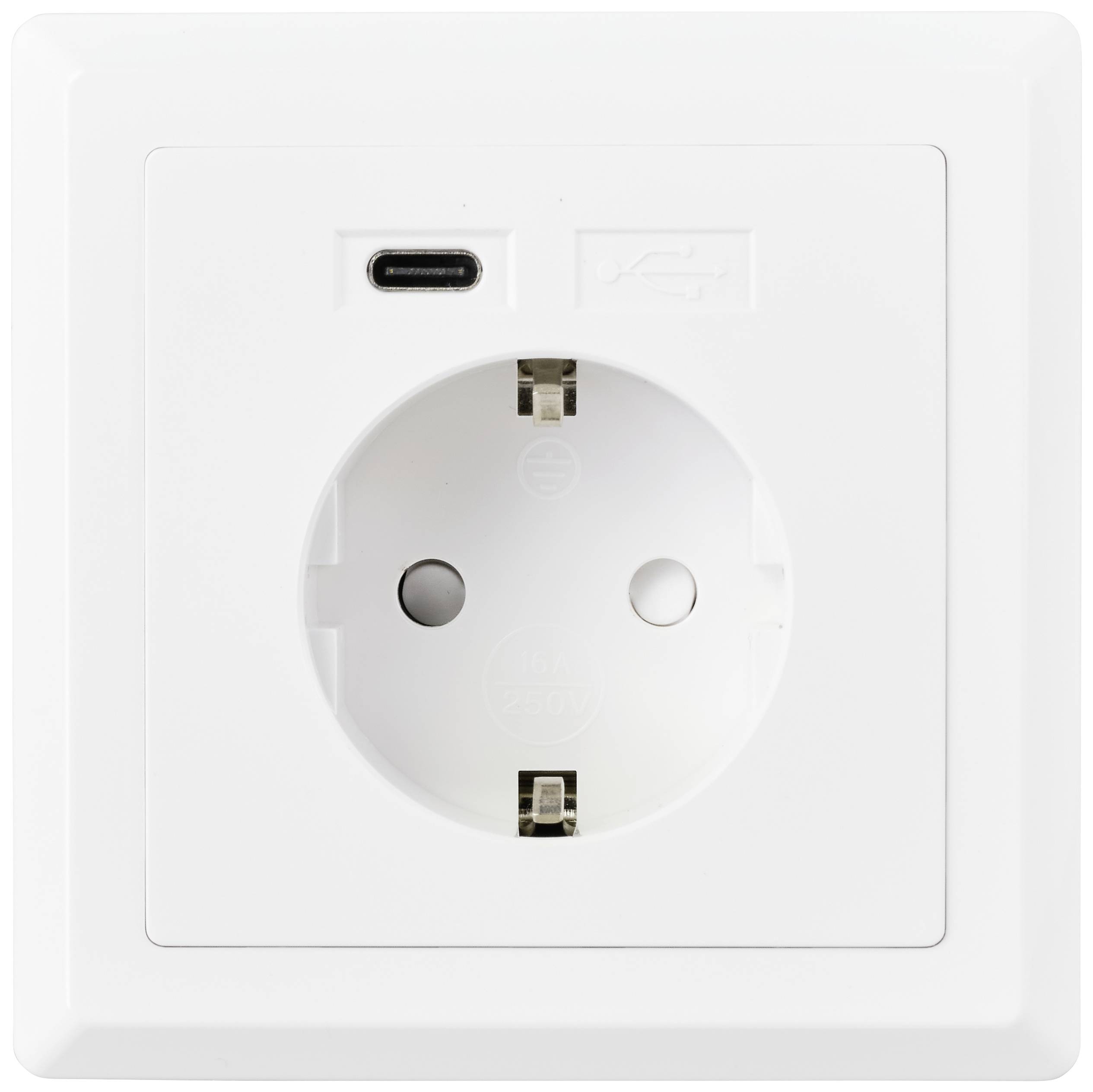 Sygonix SY-5238674 Unterputz-Steckdose Power Delivery, erhöhter Berührungsschutz, mit USB-C® Weiß