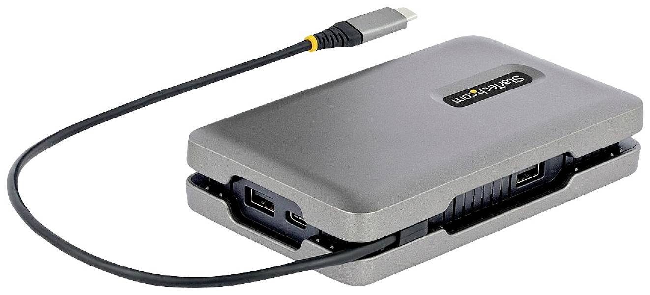 Externe Festplatte mit USB-C-Anschluss, graues Gehäuse, kompaktes Design.