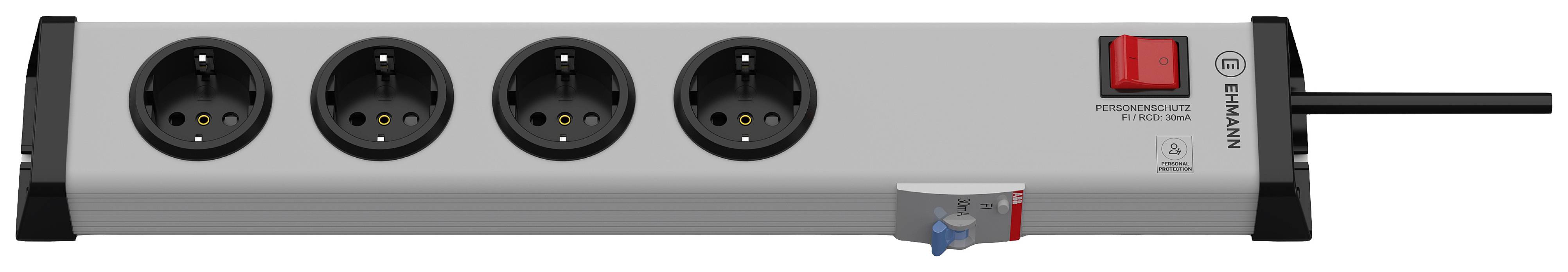 Ehmann 0221x00042303 Personenschutz-Steckdosenleiste Silber, Schwarz Schutzkontakt 1St.