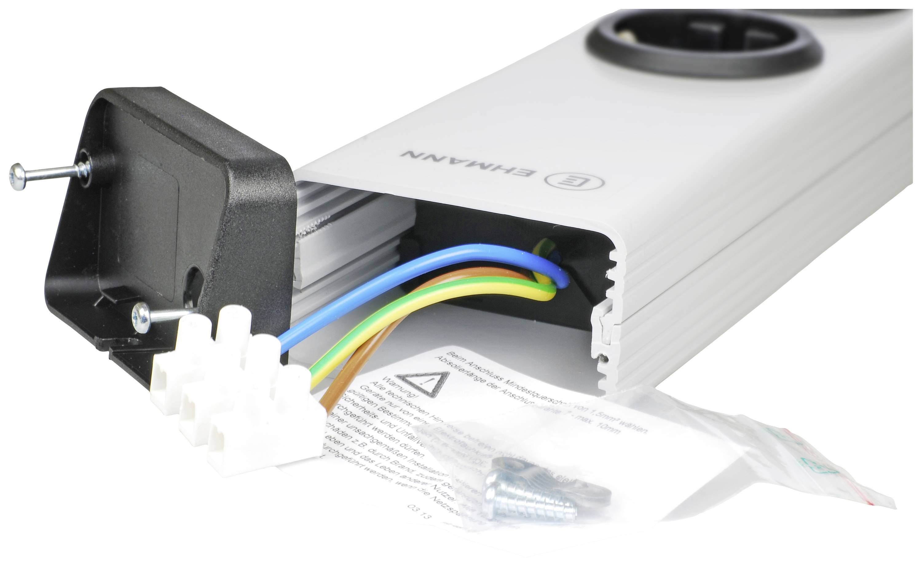 Ehmann 0200x00052300 Steckdosenleiste mit Schalter Silber, Schwarz 1St.