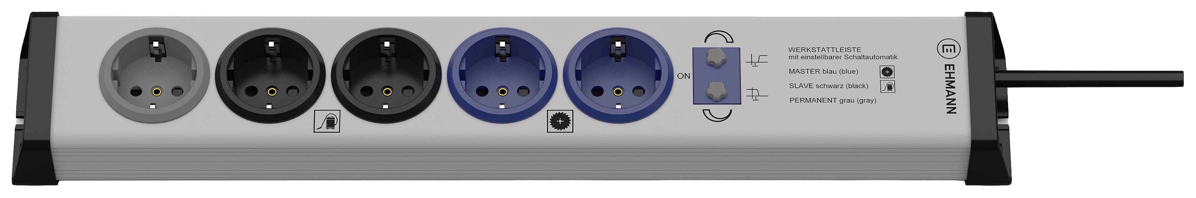 Ehmann 0266x00059301 Master/Slave-Steckdosenleiste Silber, Schwarz Schutzkontakt 1 St.