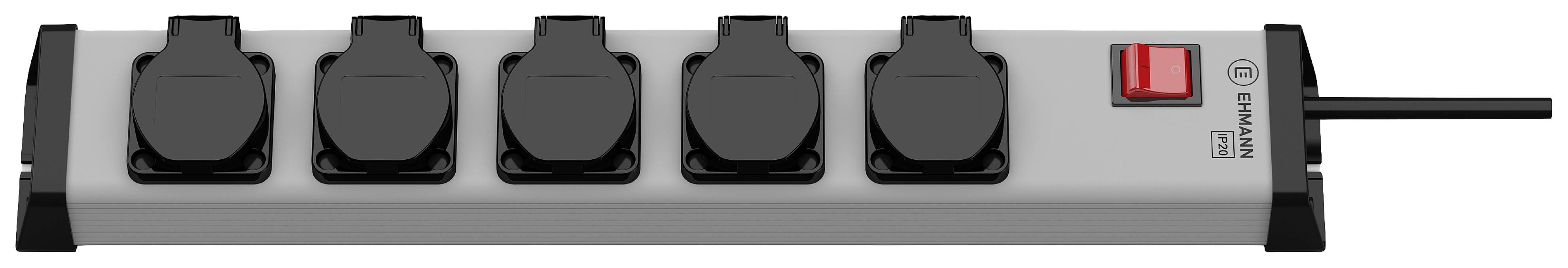 Ehmann 0201x08052303 Steckdosenleiste Silber, Schwarz Schutzkontakt 1St.