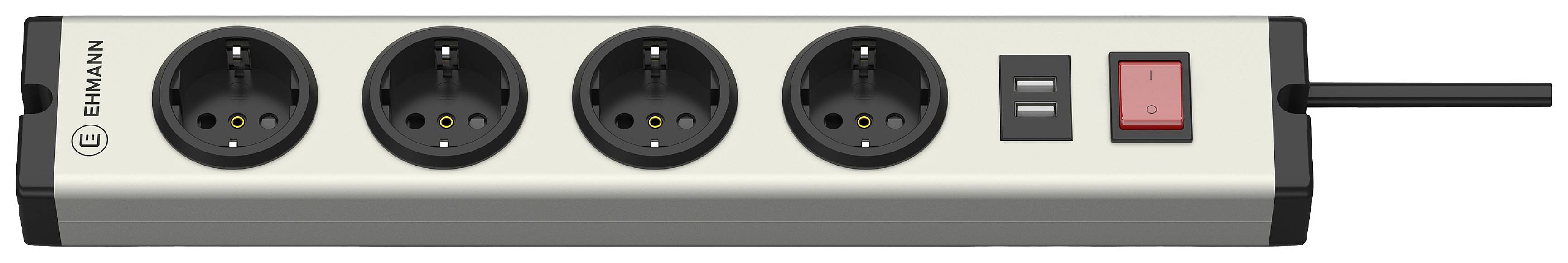 Ehmann 0601x0a052031 Steckdosen-Verteiler Silber, Schwarz Schutzkontakt 1St.