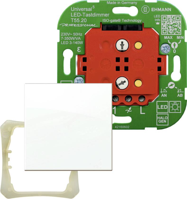 Ehmann 5592x0000 Universal-Dimmer Geeignet für Leuchtmittel: Glühlampe, LED-Lampe Weiß