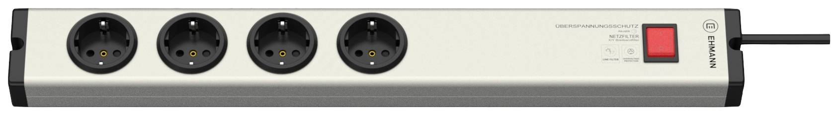 Ehmann 0607x00042031 Steckdosen-Verteiler Silber, Schwarz Schutzkontakt 1St.