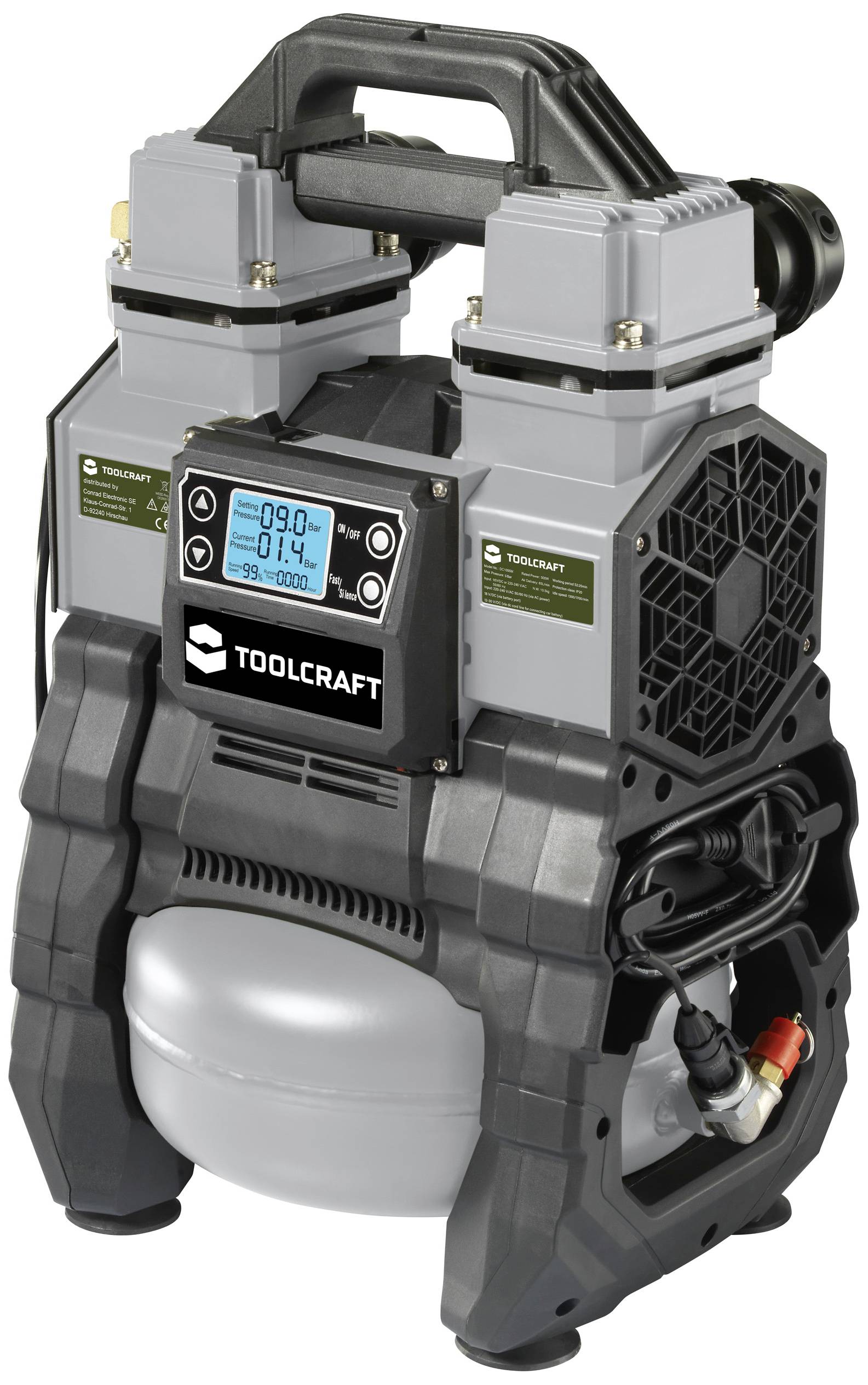 TOOLCRAFT TO-7858587 Druckluftkompressor 18 VDC/230 VAC 9 bar