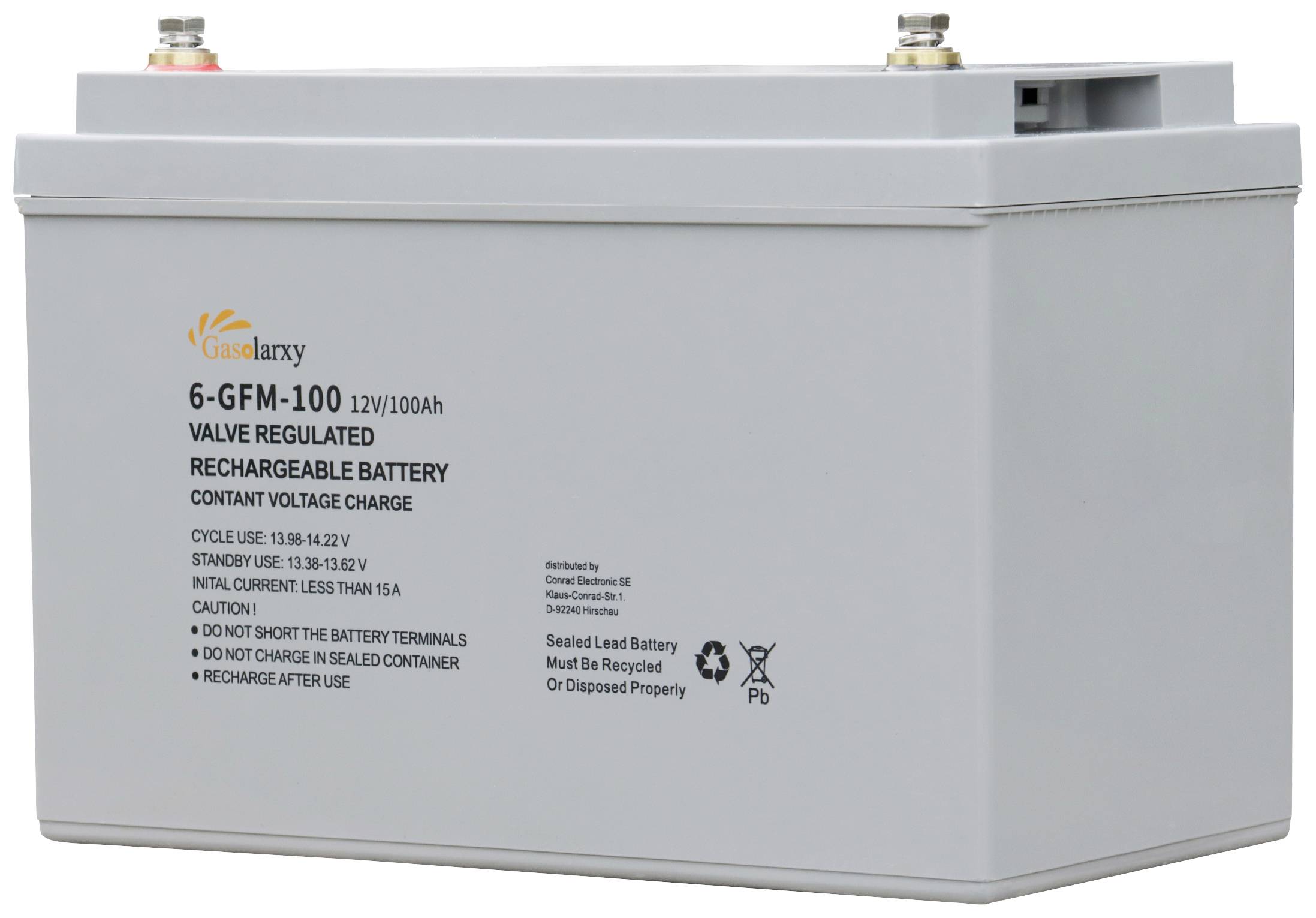 12V100AH Bleiakku 12V 100Ah Blei-Gel (L x B x H) 340 x 340 x 195mm