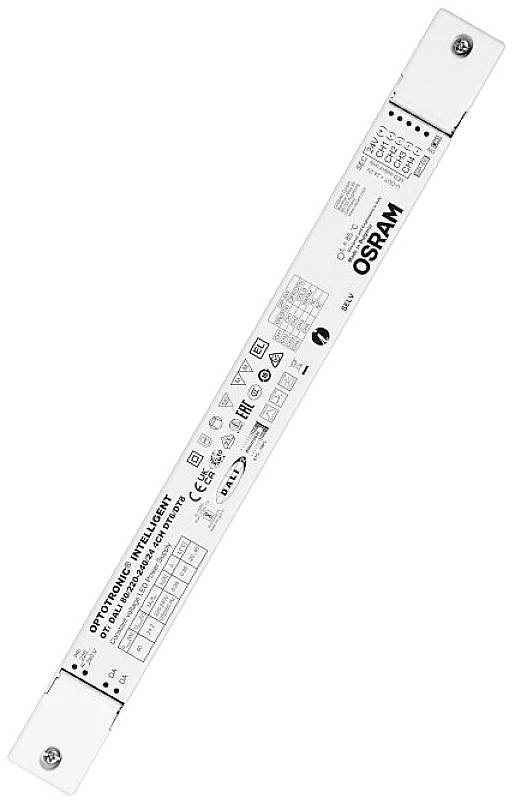 'OSRAM Optotronic' elektronisches Vorschaltgerät, rechteckig und flach, mit technischer Beschriftung und Symbolen auf der Oberseite.