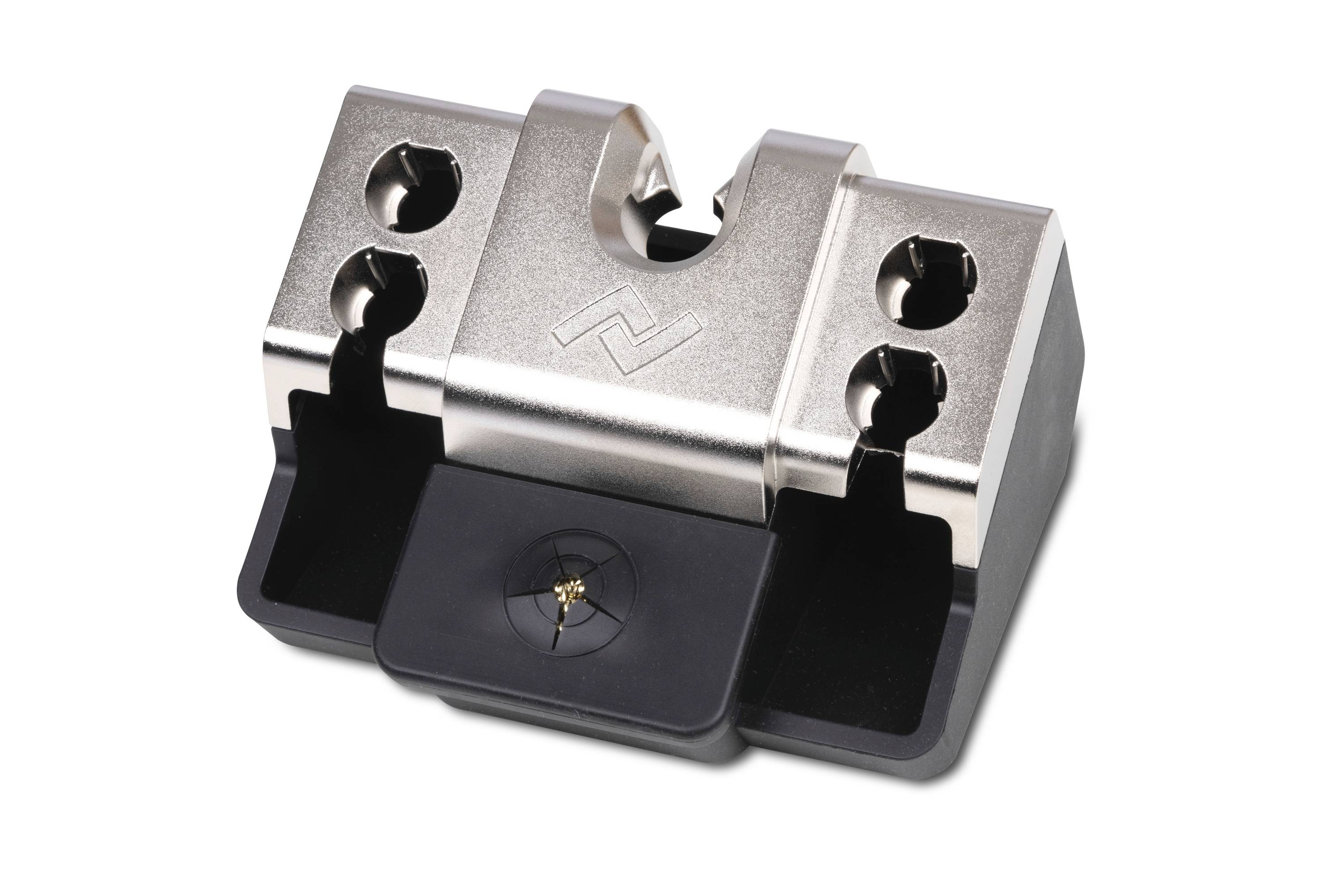 Metallischer Drahtschneider mit schwarzem Sockel, geeignet für präzise Schneidearbeiten. Enthält ein kleines, zentrales Schneideelement.