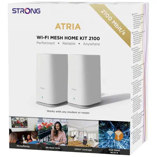 Strong MESHKIT2100 2er-Pack Mesh-Netzwerk 2100MBit/s 2.4GHz, 5GHz Strong MESHKIT2100 2er-Pack Mesh-Netzwerk 2100MBit/s 2.4GHz, 5GHz