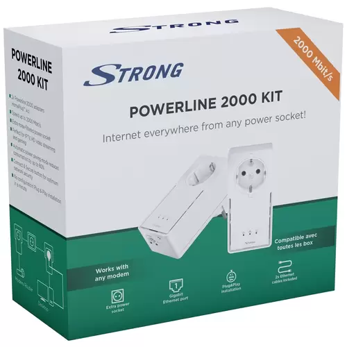 Strong POWERL2000DUOEU Powerline Einzeladapter Duo Set POWERL2000DUOEU 10 / 100 / 1000MBit/s Strong POWERL2000DUOEU Powerline Einzeladapter Duo Set POWERL2000DUOEU 10 / 100 / 1000MBit/s