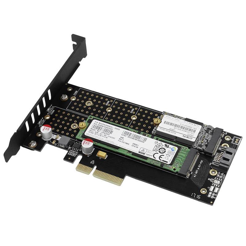 AXAGON PCEM2-DC 2 Port M.2 Controller PCIe x4 Passend für (SSD): M.2 PCIe NVMe SSD, M.2 SATA SSD Aktive Kühlung, inkl. Low-Profile Slotblech
