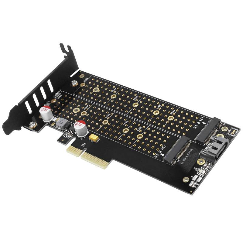 AXAGON PCEM2-DC 2 Port M.2 Controller PCIe x4 Passend für (SSD): M.2 PCIe NVMe SSD, M.2 SATA SSD Aktive Kühlung, inkl. Low-Profile Slotblech