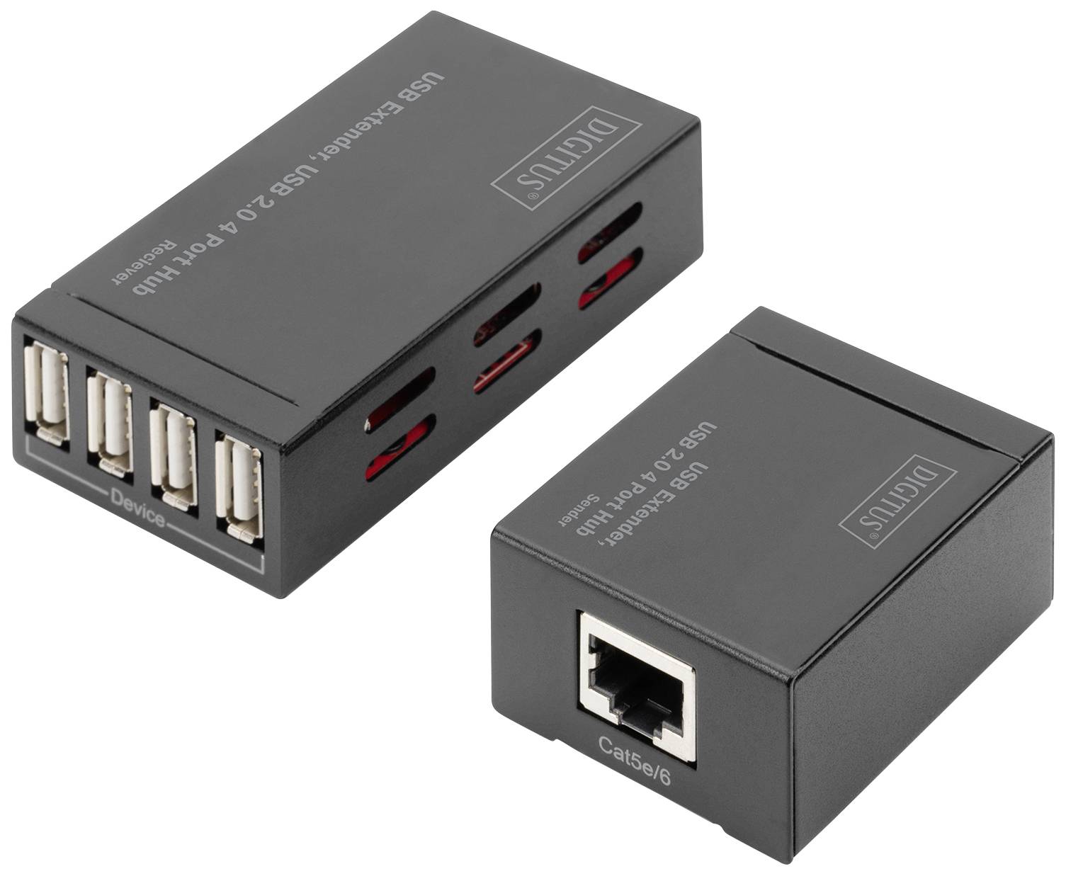 Digitus USB 2.0 Adapter [1x USB 2.0, USB 2.0 Buchse B, RJ45-Buchse, RJ45-Buchse 8p8c - 4x USB 2.0