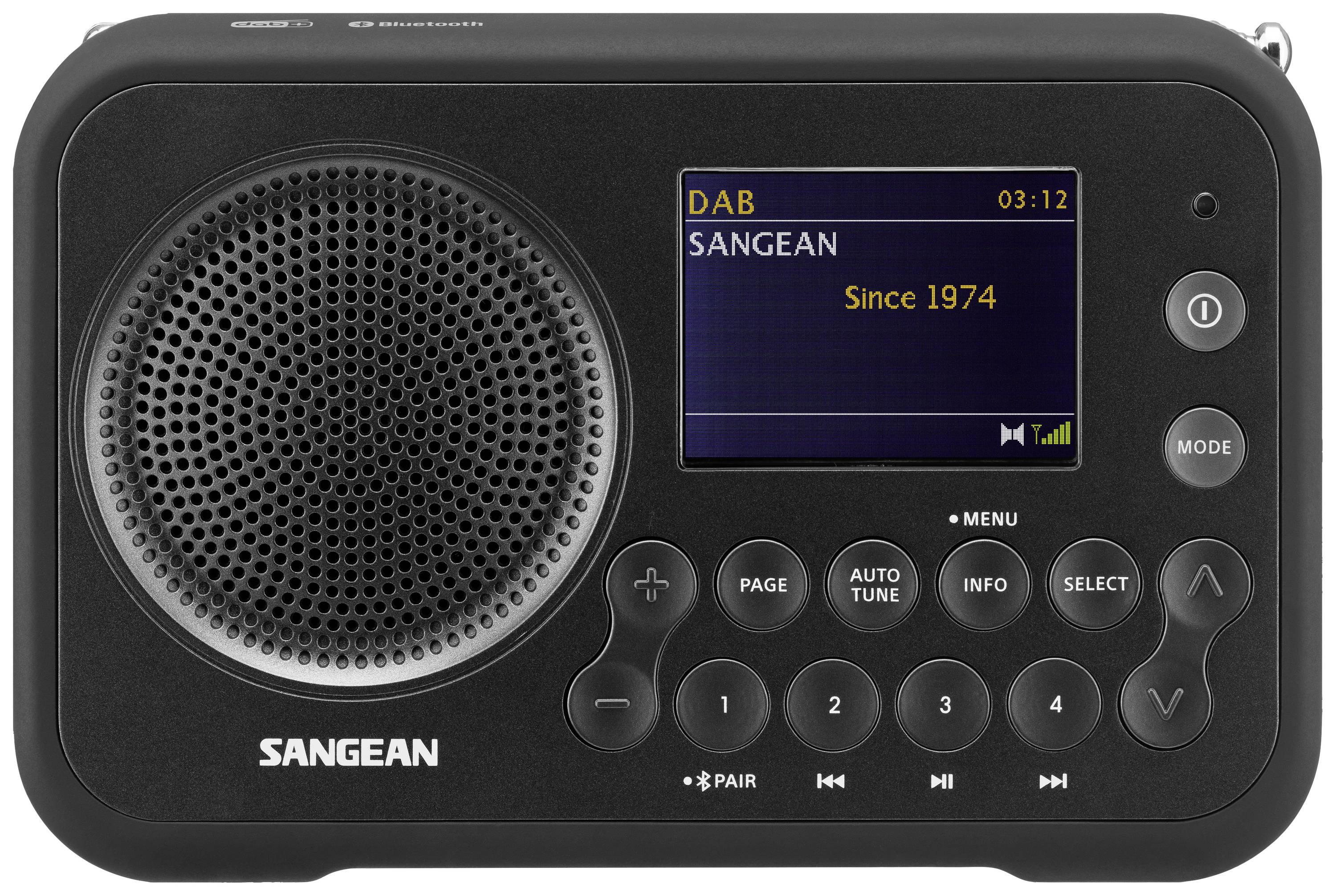 Sangean DPR-76BT Taschenradio DAB+, UKW AUX, Bluetooth® Tastensperre Grau