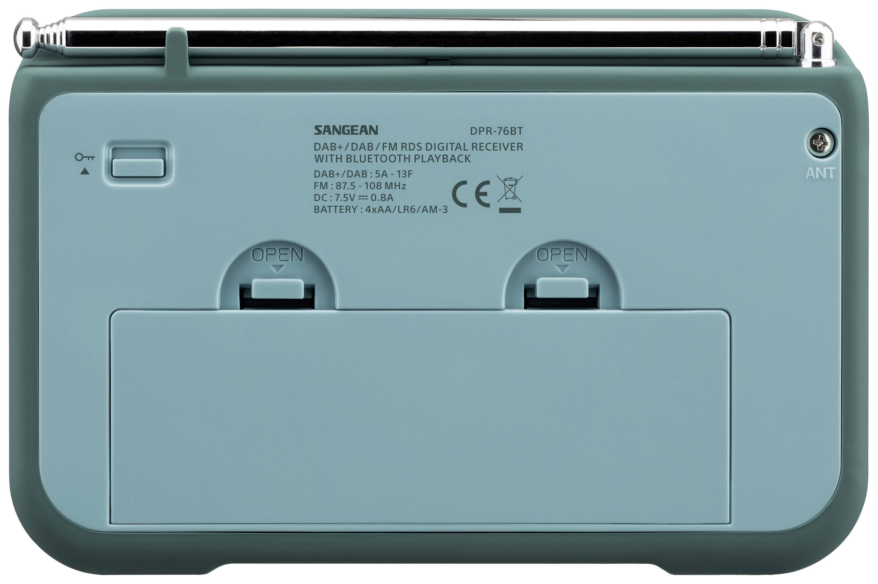 Sangean DPR-76BT Taschenradio DAB+, UKW AUX, Bluetooth® Tastensperre Hellblau