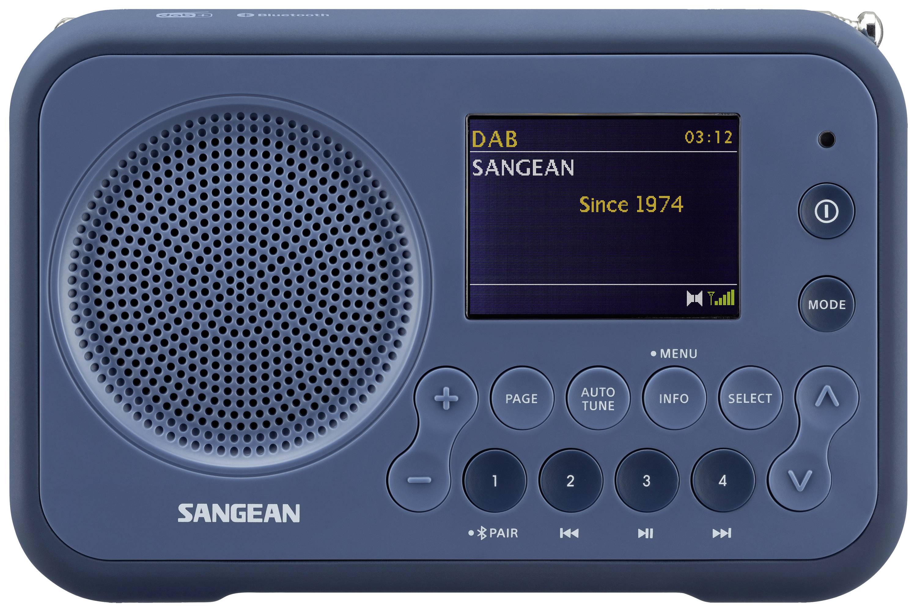 Sangean DPR-76BT Taschenradio DAB+, UKW AUX, Bluetooth® Tastensperre Dunkelblau