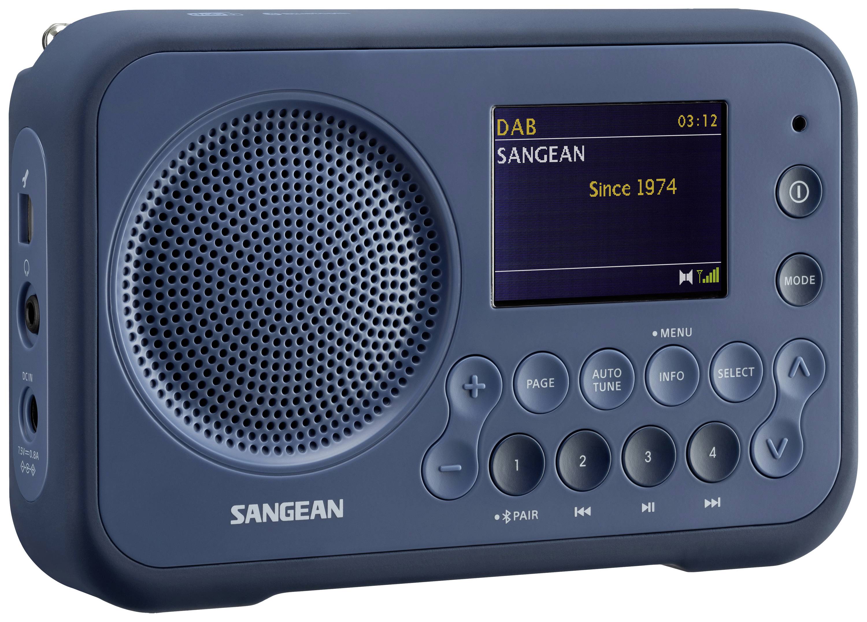 Sangean DPR-76BT Taschenradio DAB+, UKW AUX, Bluetooth® Tastensperre Dunkelblau