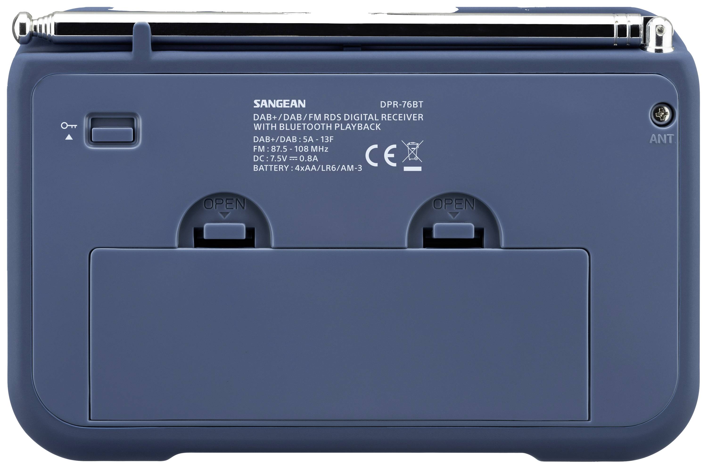 Sangean DPR-76BT Taschenradio DAB+, UKW AUX, Bluetooth® Tastensperre Dunkelblau