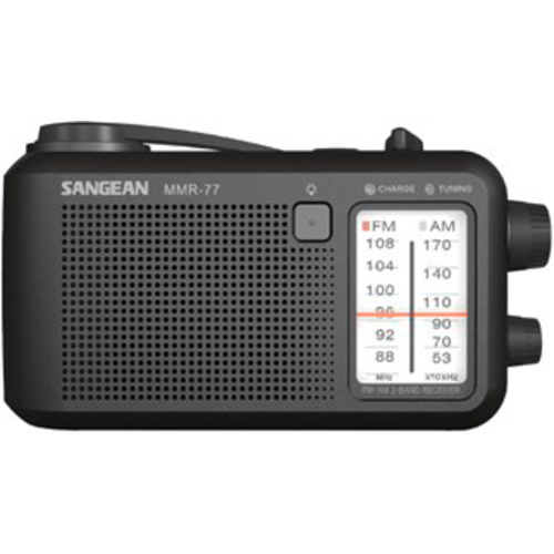 Sangean MMR-77 Outdoorradio UKW, MW Notfallradio Handkurbel, spritzwassergeschützt, Taschenlampe, wiederaufladbar Schwarz