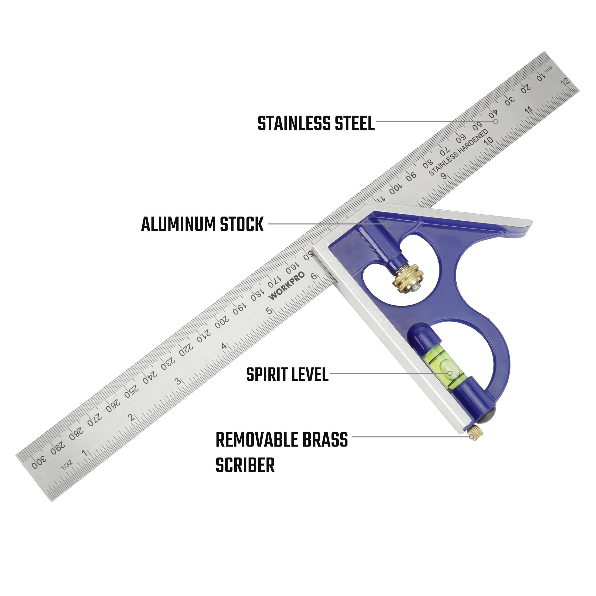 WorkPro WP264002 Aluminium-Kombinationswinkel 300 mm