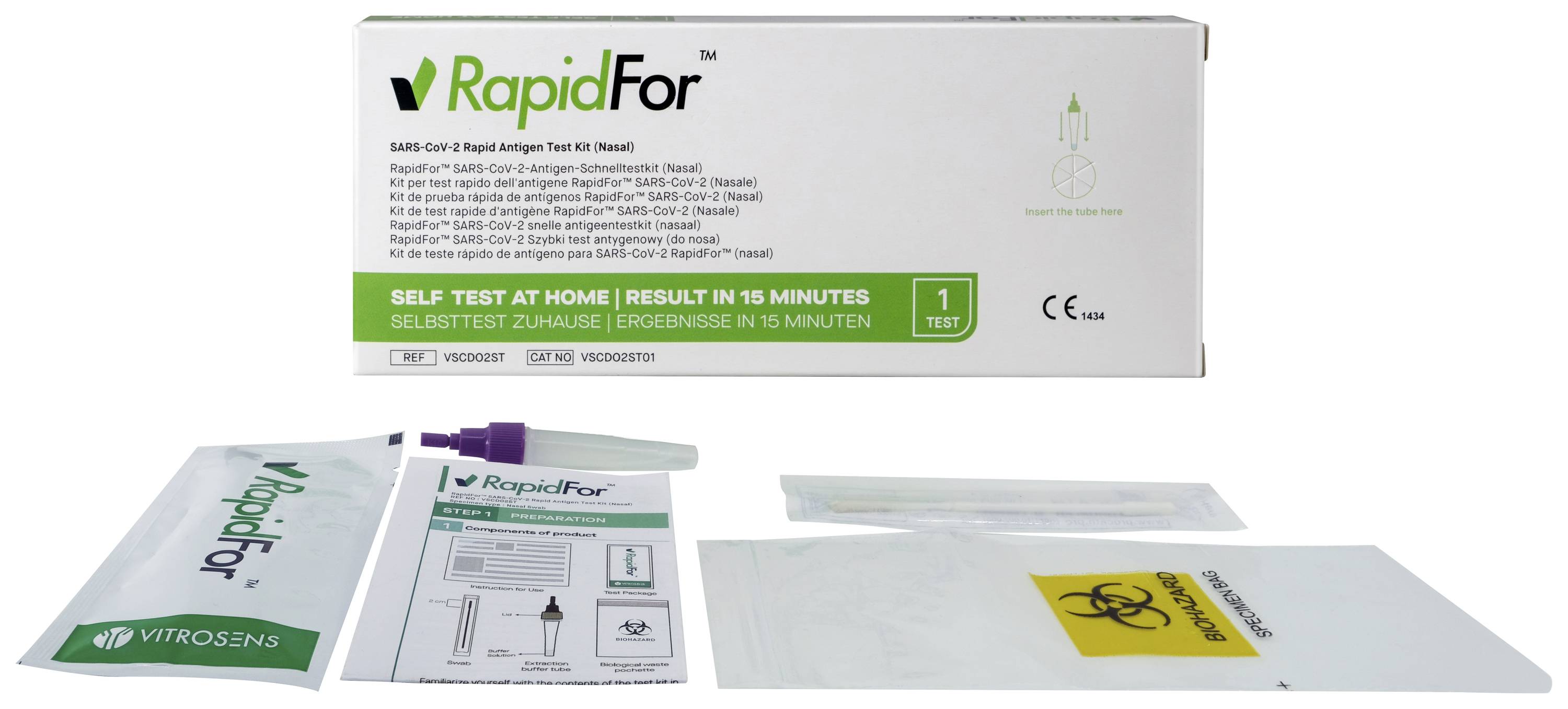 RapidFor Antigentest zur Eigenanwendung (Selbsttest) VSCD0 SARS-CoV-2- Antigen Schnelltestkit(nasal) SARS-CoV-2