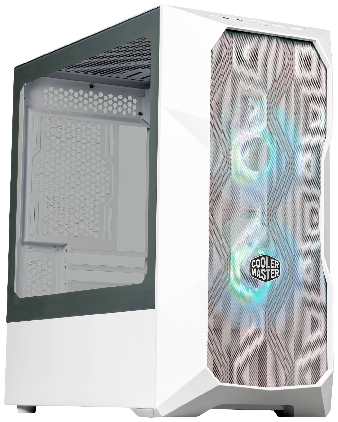 Cooler Master TD300 Mesh White Midi-Tower PC-Gehäuse Weiß 2 Vorinstallierte LED Lüfter, Seitenfenster, Staubfilter