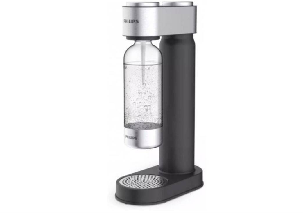 Philips Home Wassersprudler Aqua Soda Maker schwarz Grundgerät, und 1 CO2-Zylinder, inkl. 1 PET-Flasche