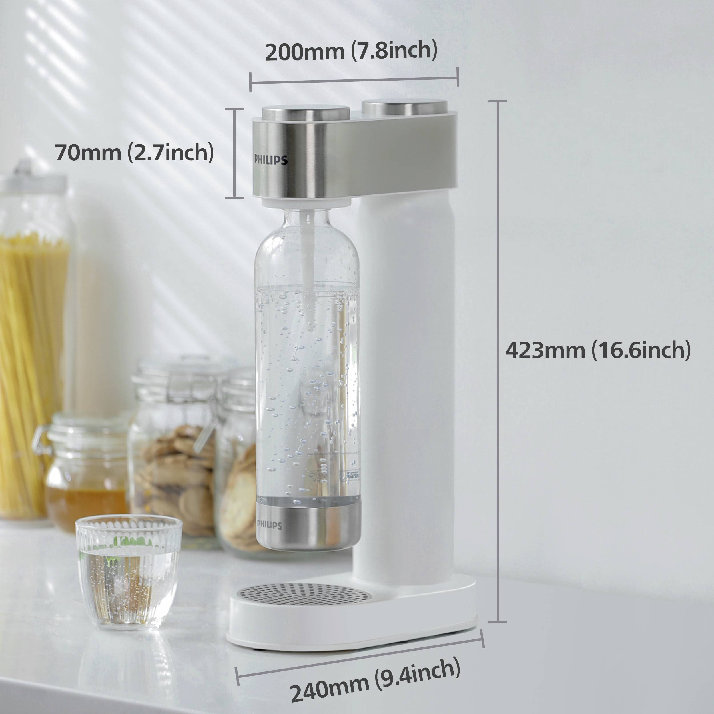 Philips Home Wassersprudler Aqua Soda Maker weiß Grundgerät, und 1 CO2-Zylinder, inkl. 1 PET-Flasche
