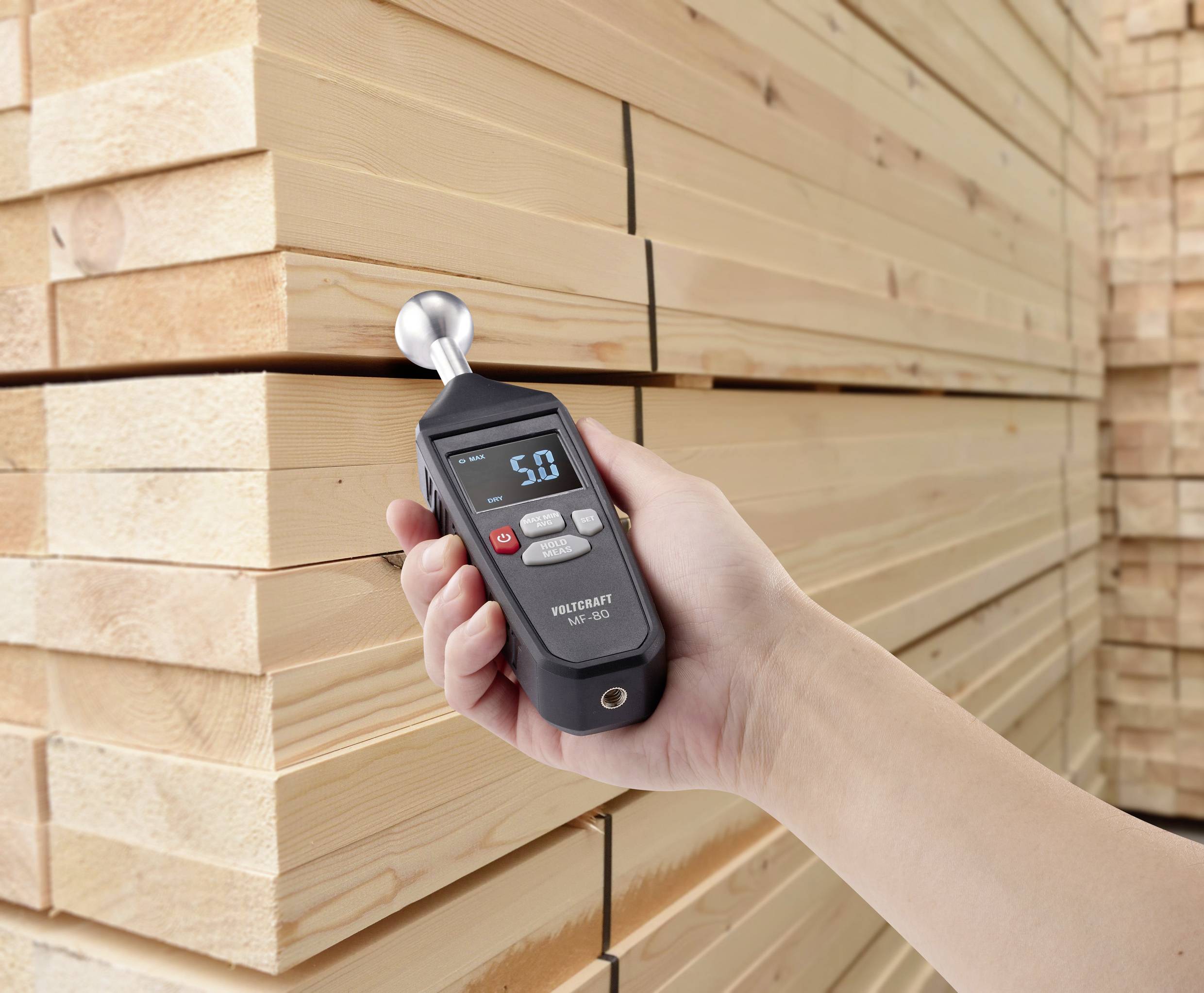 VOLTCRAFT MF-80 Materialfeuchtemessgerät Messbereich Baufeuchtigkeit (Bereich) 0 bis 100.0% Messbereich Holzfeuchtigkeit