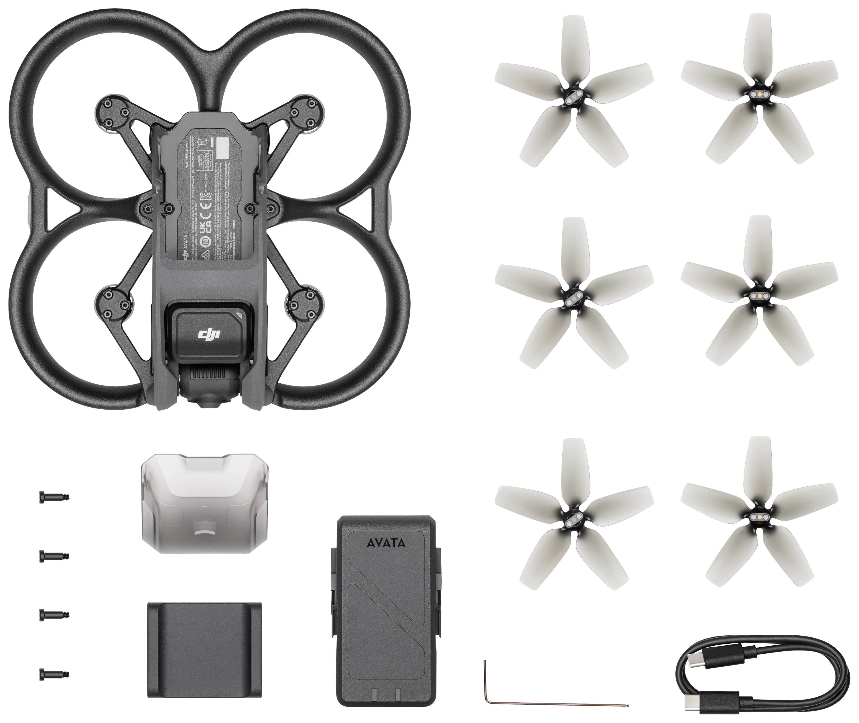 DJI Avata, 4 Rotoren, 3840 x 2160 Pixel, 10000 m, Eingebauter Prozessor, Schwarz, Grau