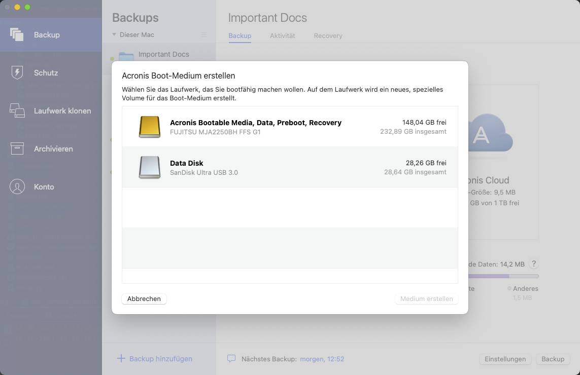 Acronis Cyber Protect Home Office Advanced EU Jahreslizenz, 1 Lizenz Windows, Mac, iOS, Android Sic