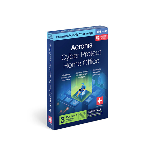 Acronis Cyber Protect Home Office Essentials CH Jahreslizenz, 3 Lizenzen Windows, Mac, iOS, Android Sicherheits-Software