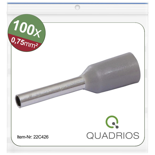 Quadrios 22C426 Aderendhülse 0.75 mm² Teilisoliert Grau 1 Set