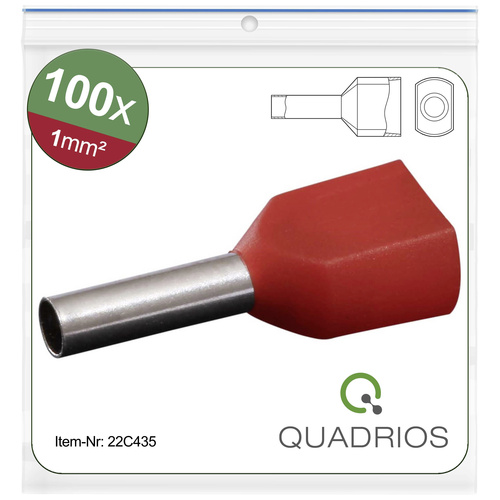 Quadrios 22C435 Zwillings-Aderendhülse 1 mm² Teilisoliert Rot 1 Set
