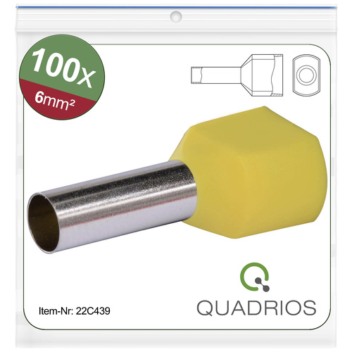Quadrios 22C439 Zwillings-Aderendhülse 6 mm² Teilisoliert Gelb 1 Set