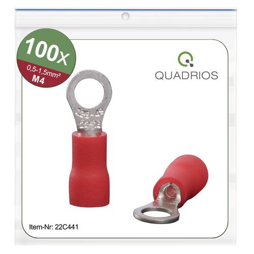 Quadrios 22C441 Ringkabelschuh Querschnitt (max.)=1.5mm² Loch-Ø=4.3mm Teilisoliert Rot 1 Set