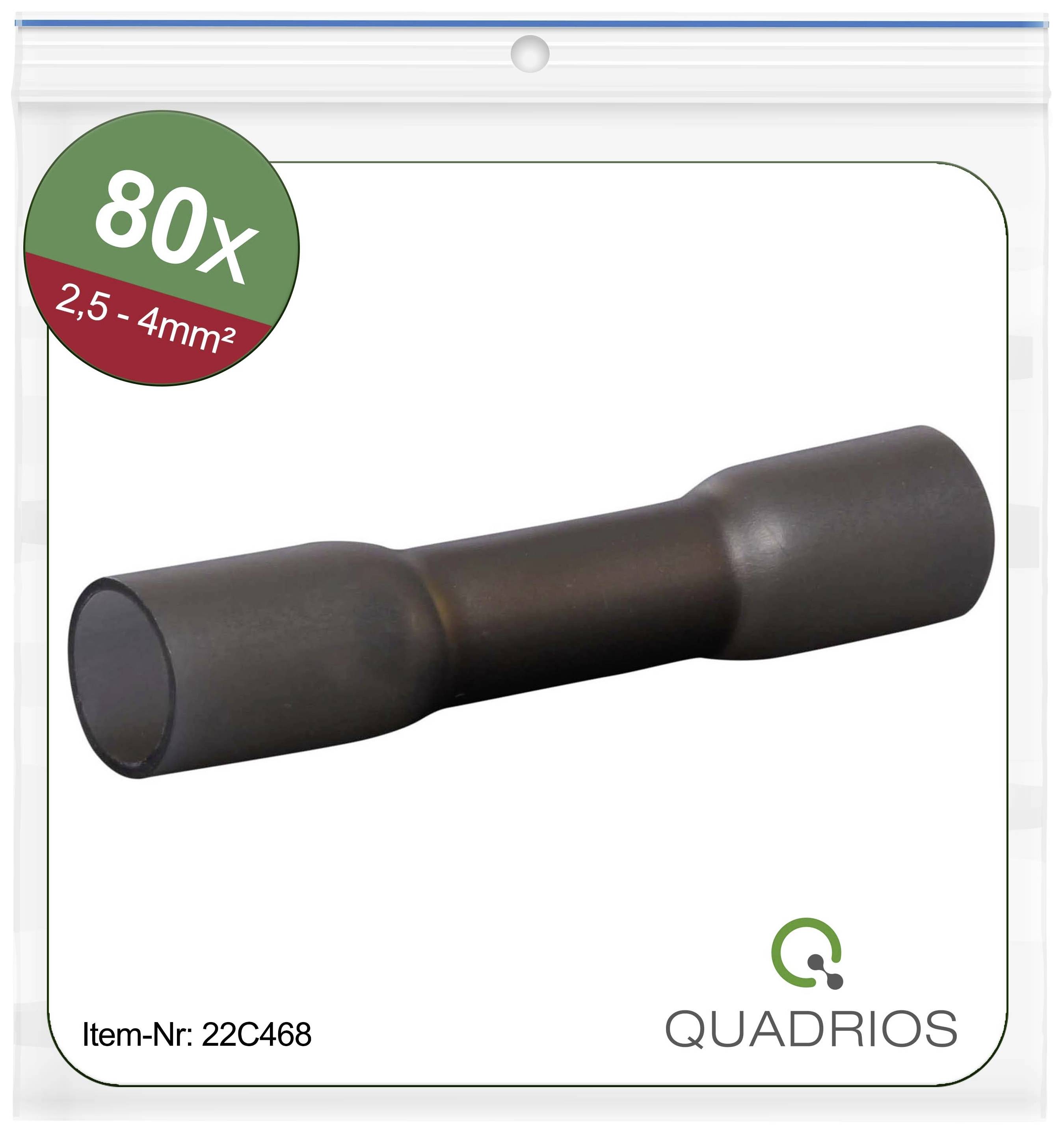 Quadrios 22C468 Stoßverbinder mit Schrumpfschlauch 2.5 mm² 4 mm² Vollisoliert Schwarz 1 Set