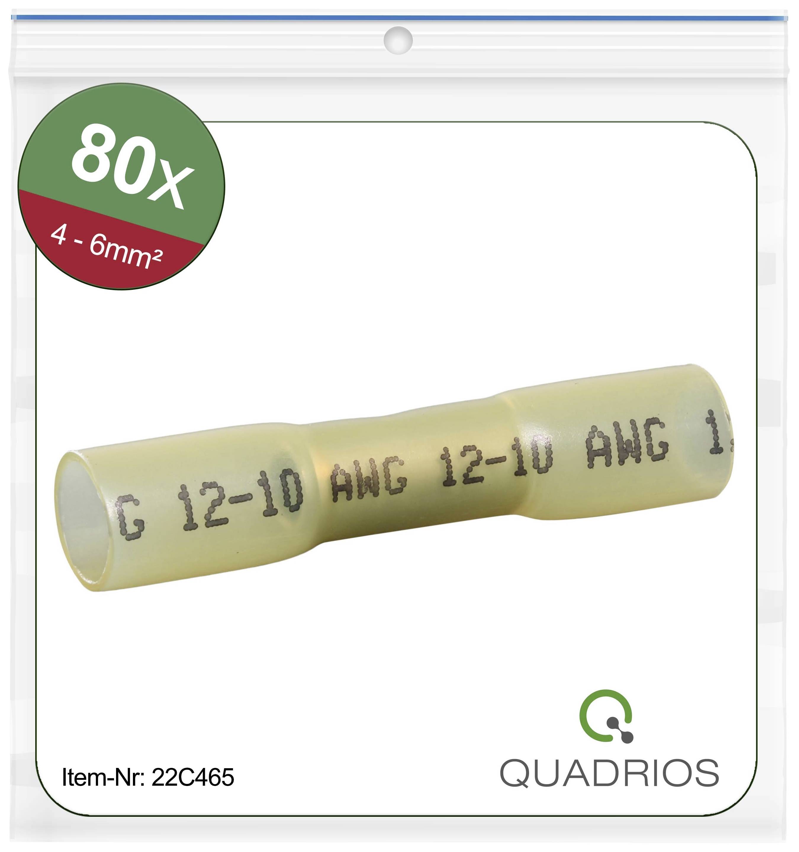 Quadrios 22C465 Stoßverbinder mit Schrumpfschlauch 4 mm² 6 mm² Vollisoliert Gelb 1 Set
